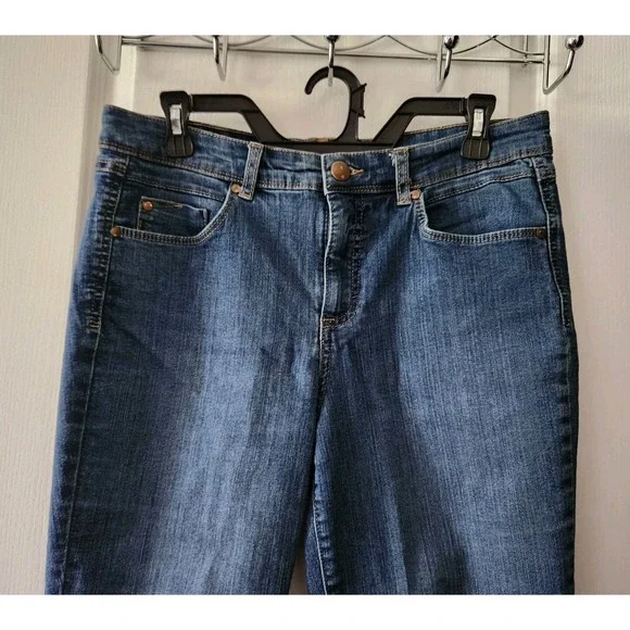 Gloria Vanderbilt Womens Slimming Effect High Rise Capri Pants Blue Stretch Sz 8 - Picture 3 of 11